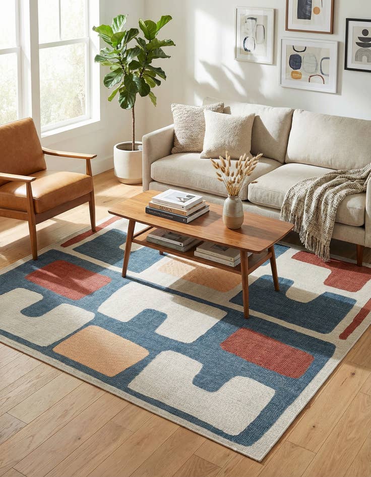 Detail image of 7' 10 x 7' 10  Washable Baja Indoor / Outdoor Square Rug