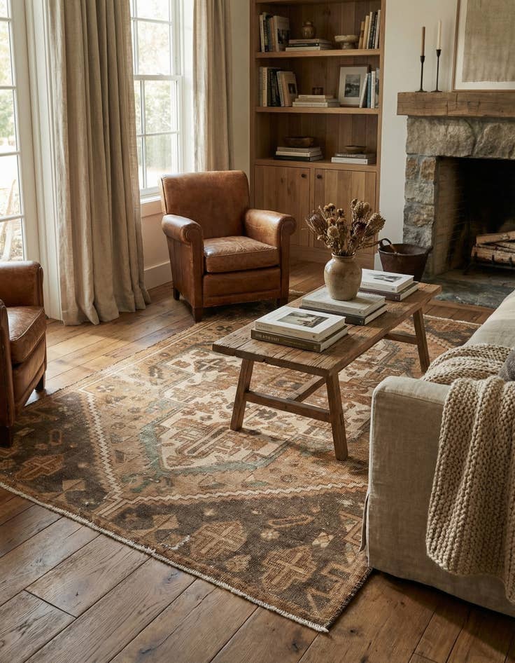 Detail image of  4' 2 x 5' 10  Hand Knotted Ultra Vintage Persian Wool Rug