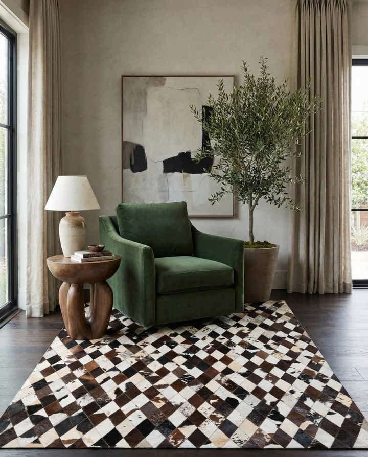 5' 7 x 8' Cowhide Stocks Rug