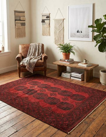 4' 9 x 6' 6 Hand Knotted Afghan Akhche Wool Rug