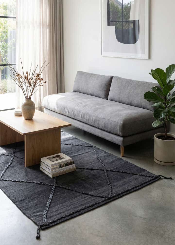 4' 2 x 5' 9 Hand Woven Kilim Modern Wool Rug