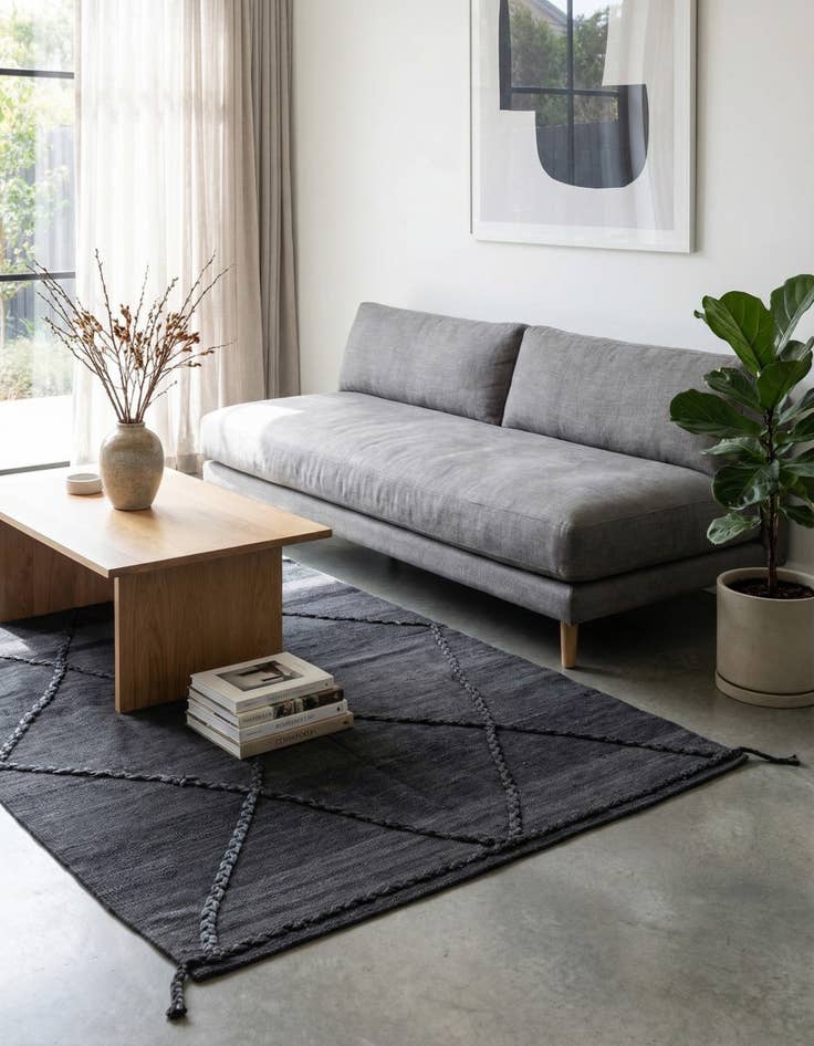 Detail image of 4' 2 x 5' 9  Hand Woven Kilim Modern Wool Rug