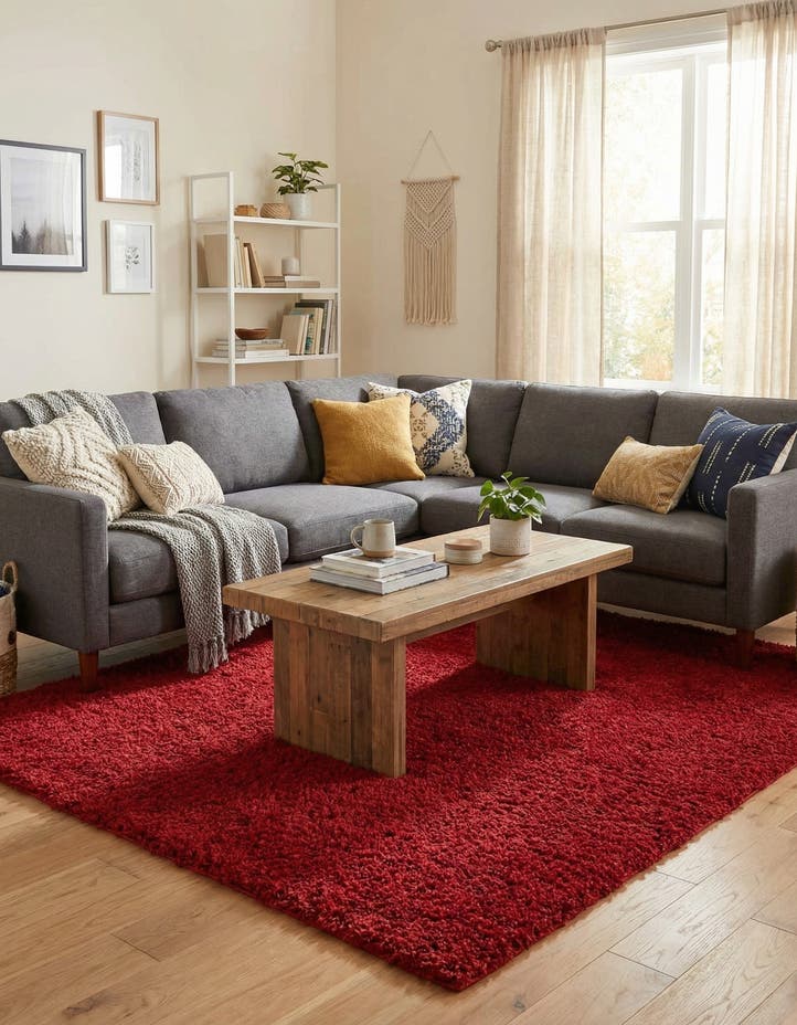 7' 10 x 7' 10 Solid Shag Square Rug