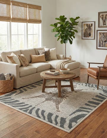 Gray and Ivory Savannah Square Rug