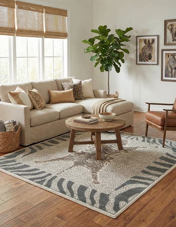 Gray and Ivory Savannah Square Rug