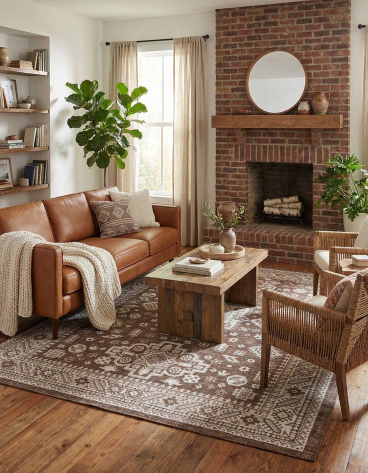 Detail image of 7' 10 x 11'  Washable Aztec Indoor / Outdoor Rug