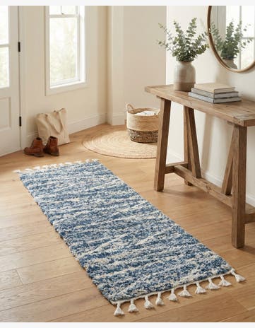 Blue Serenity Shag Runner Rug