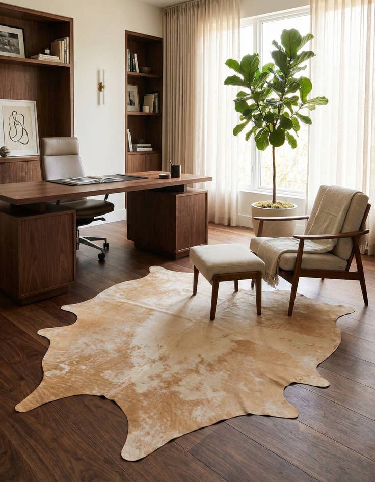 Detail image of 5' 10 x 7' Cowhide Leather Rug