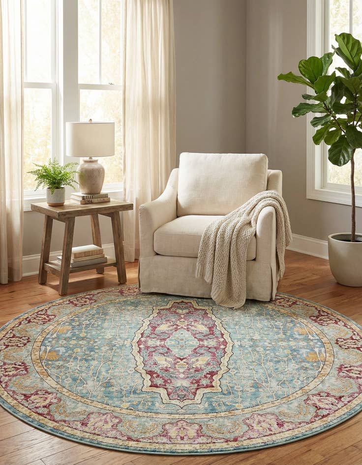 Detail image of 8' x 8' Aqua Round Rug