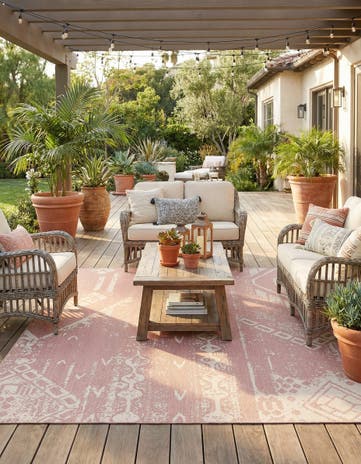 13' x 13' Easy-Clean Bohemian Indoor / Outdoor Square Rug