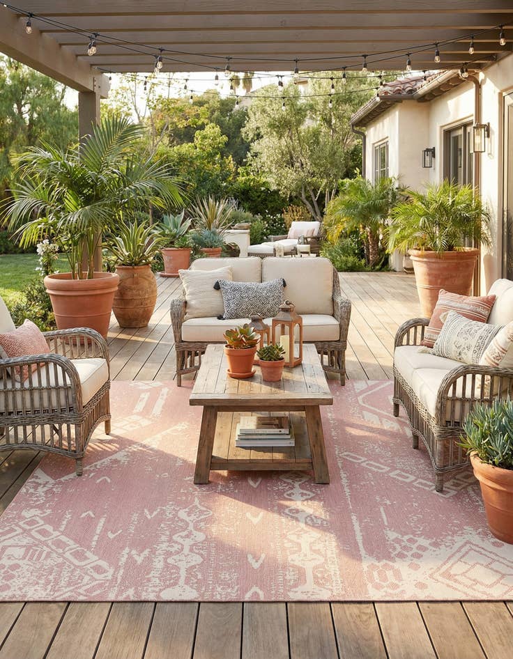 Detail image of  13' x 13'  Washable Bohemian Indoor / Outdoor Square Rug