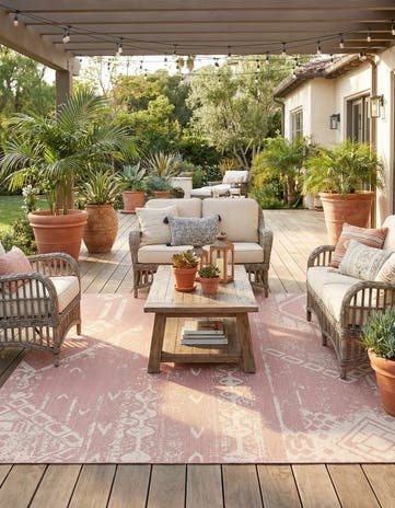 13' x 13' Easy-Clean Bohemian Indoor / Outdoor Square Rug
