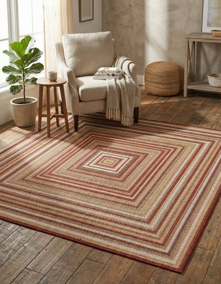 Detail image of  5' 3 x 5' 3  Washable Baja Indoor / Outdoor Square Rug