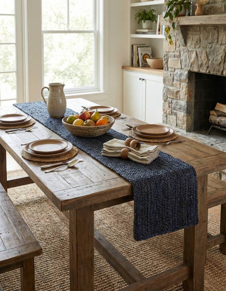 Detail image of  1' 2 x 5' 1  Hand Braided Jute Table Runner Rug