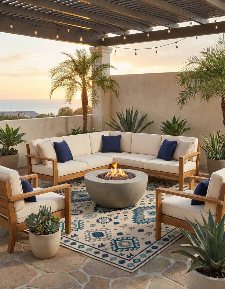 Detail image of 10' x 10'  Washable Baja Indoor / Outdoor Square Rug