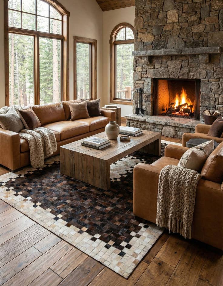 Detail image of 5' 2 x 7' 11 Cowhide Stocks Rug