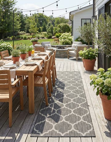 2' 7 x 10' Easy-Clean Lattice Indoor / Outdoor Runner Rug