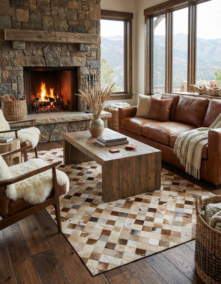 Detail image of  5' 1 x 8' Cowhide - Patchwork Rug