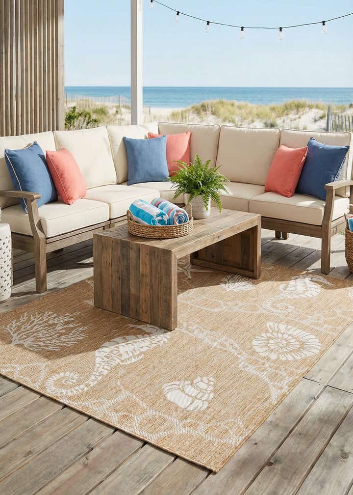 5' 3 x 7' Easy-Clean Coastal Indoor / Outdoor Rug