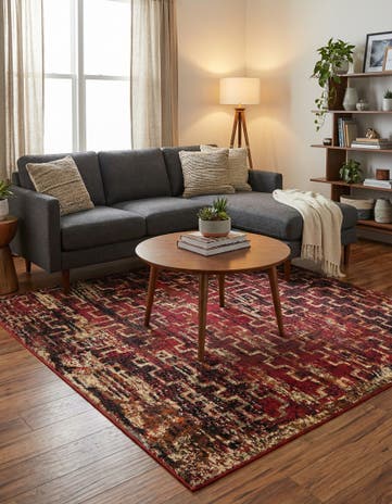 Burgundy Saturn Square Rug