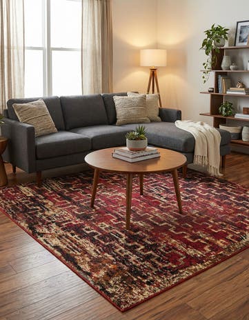 Burgundy Saturn Square Rug