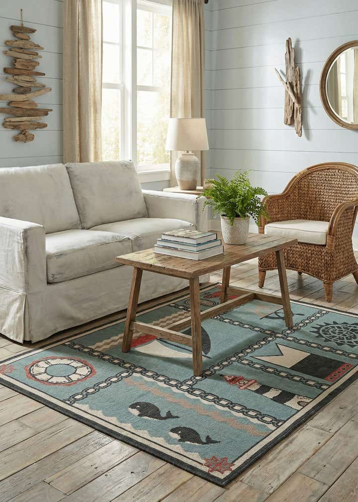 4' x 6' Easy-Clean Coastal Indoor / Outdoor Rug