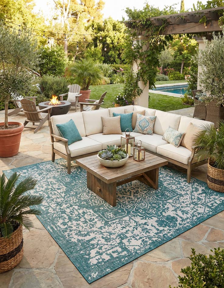 Detail image of  10' 8 x 10' 8  Washable Jill Zarin Dubai Indoor / Outdoor Square Rug