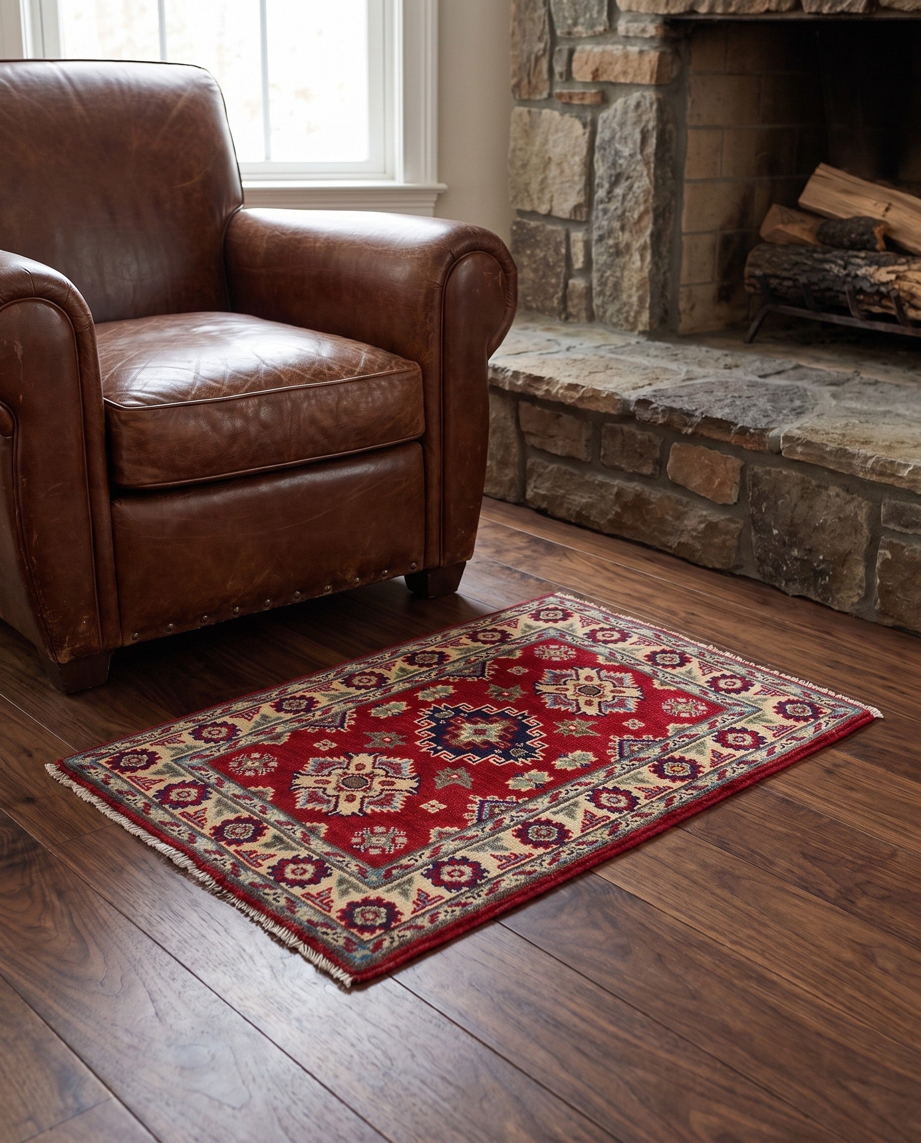 2' x 3' Hand Knotted Kazak Rug