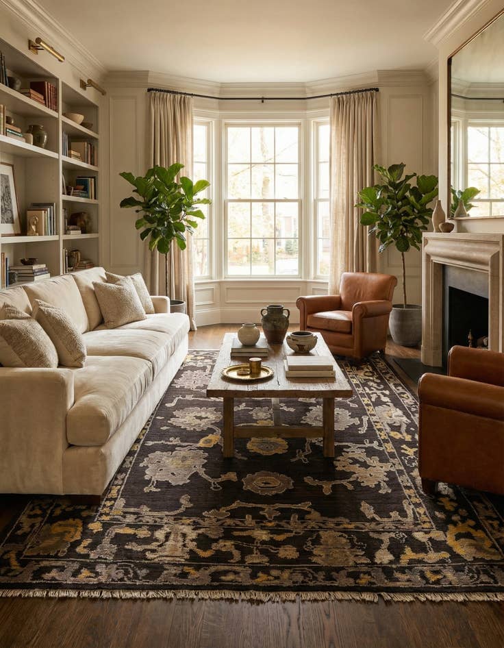 Detail image of 9' 1 x 12' 1  Hand Knotted Oushak Wool Rug