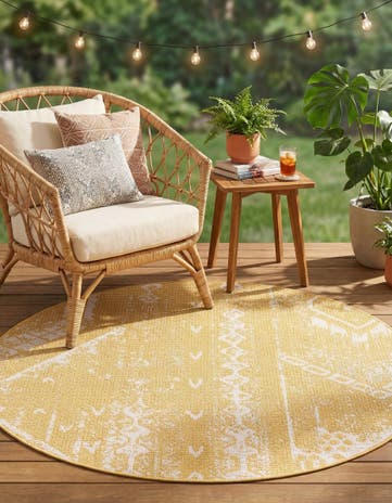 4' x 4' Easy-Clean Bohemian Indoor / Outdoor Round Rug