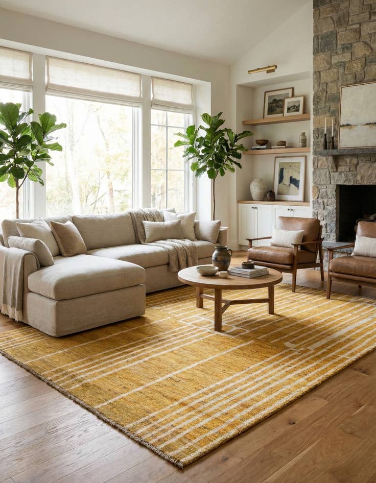 Detail image of  5' 9 x 8'  Hand Knotted Darya Wool Rug