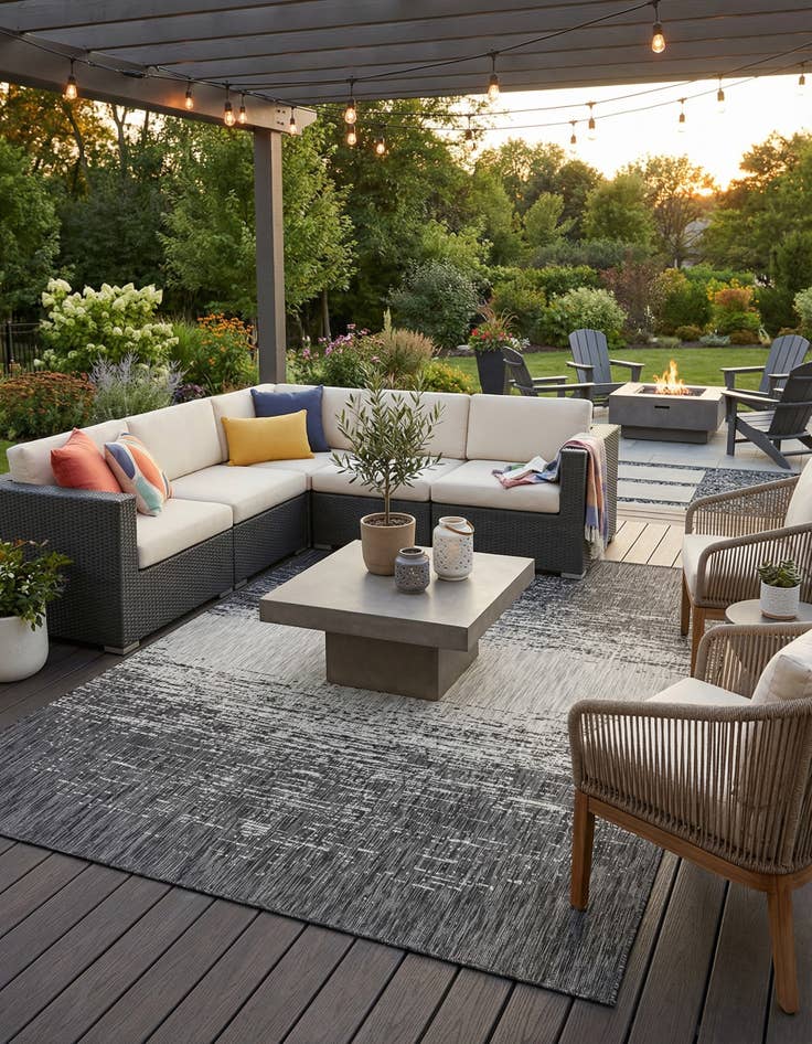 Detail image of 10' x 13'  Washable Modern Indoor / Outdoor Rug