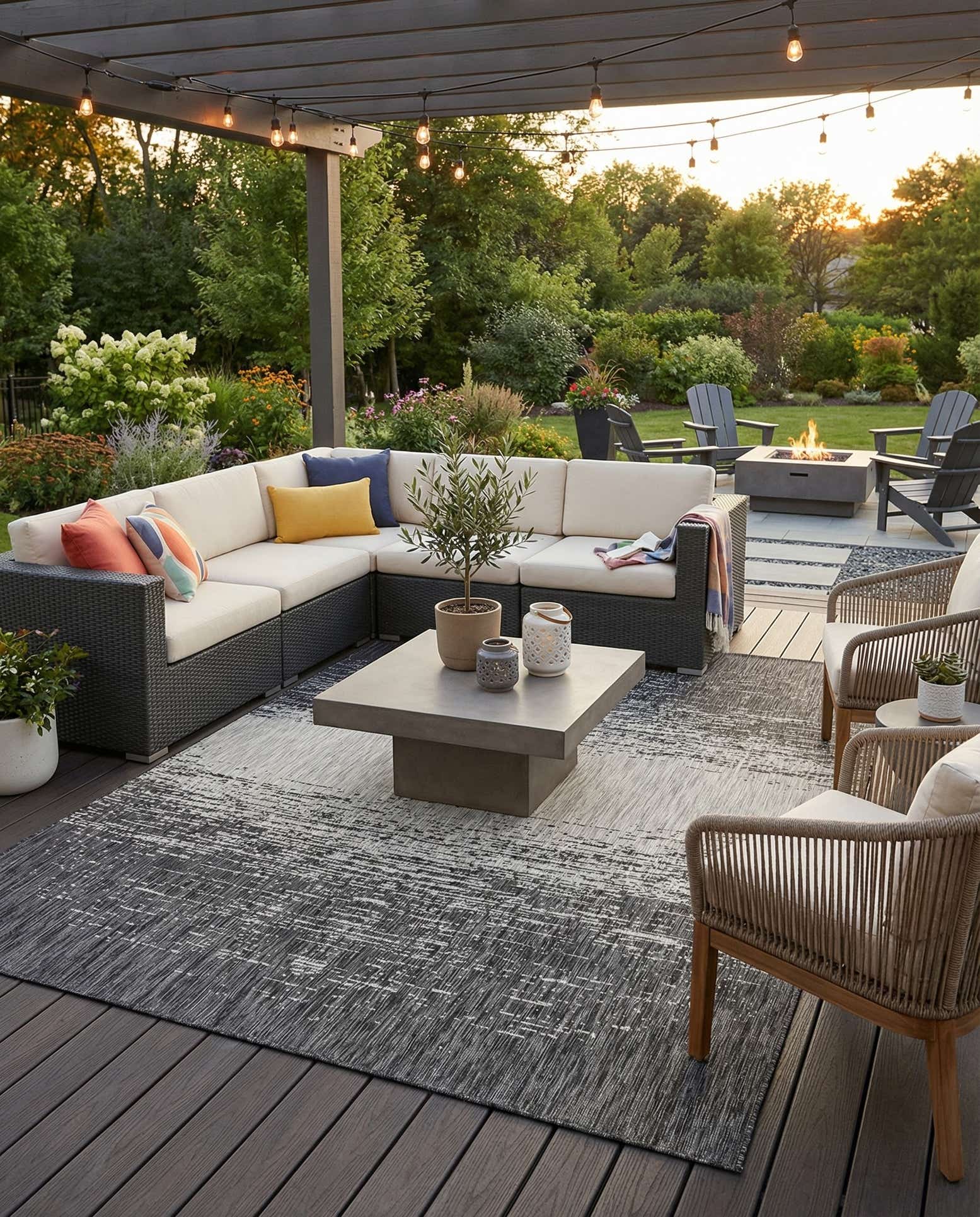 10' x 13' Easy-Clean Modern Indoor / Outdoor Rug
