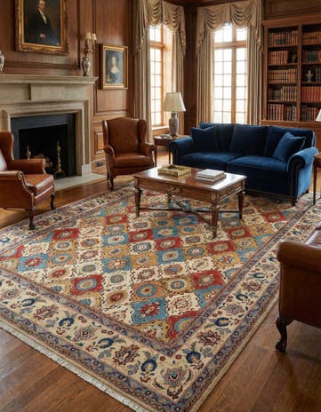6' 5 x 9' 8 Hand Knotted Veramin Persian Wool Rug