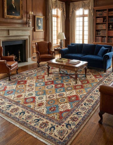 6' 5 x 9' 8 Hand Knotted Veramin Persian Wool Rug