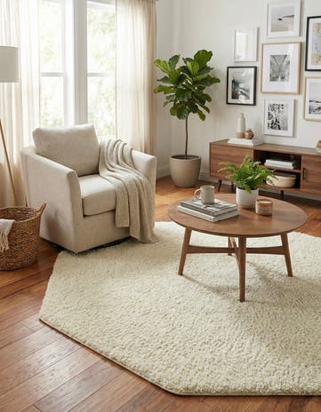 Ivory Everyday Shag Octagon Rug