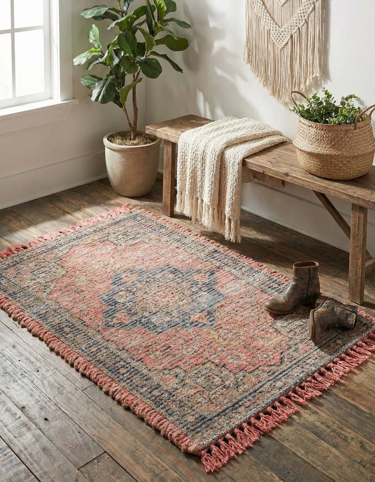 Detail image of 2' x 3' 1  Hand Woven Chenille Jute Rug