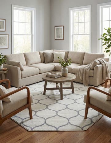 Ivory Lattice Frieze Octagon Rug