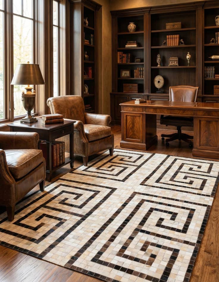 Detail image of 5' 1 x 8' Cowhide Stocks Rug