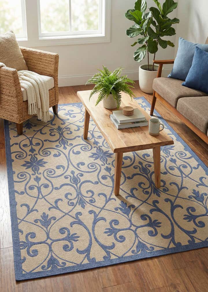 7' x 10' Easy-Clean Botanical Indoor / Outdoor Rug