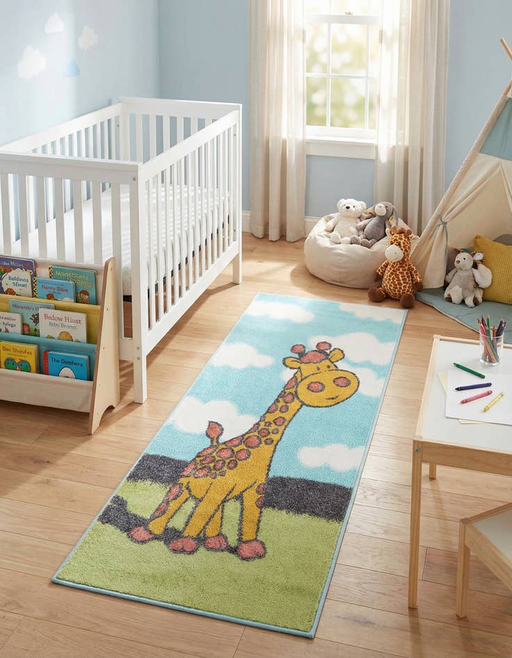 Detail image of 2' 2 x 5' 1 Giraffe Whimsy Kids Runner Rug