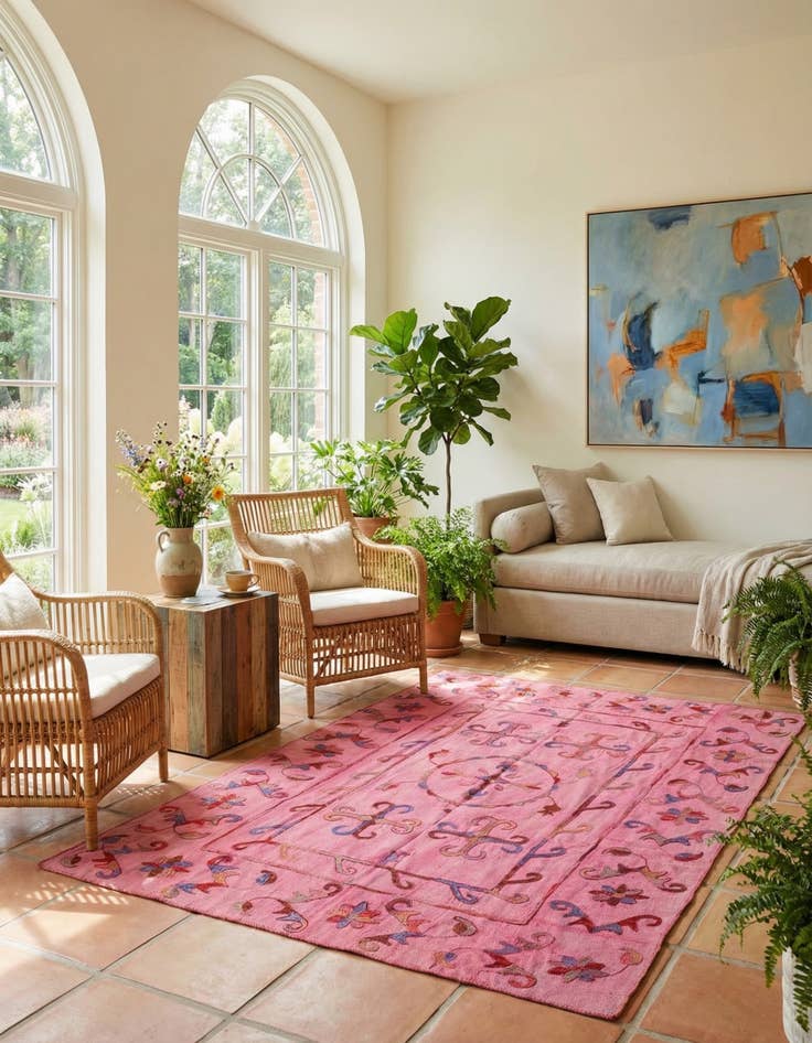 Detail image of 5' 8 x 7' 7  Hand Woven Kilim Suzani Wool Rug