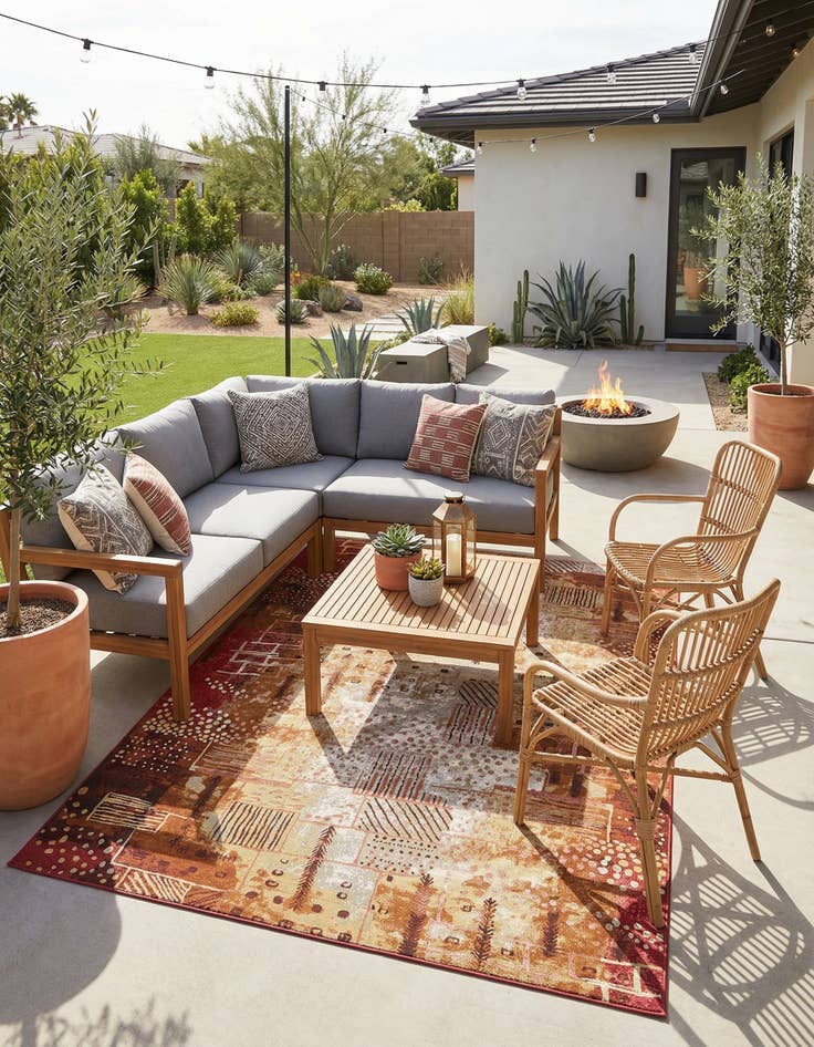 Detail image of 8' x 11' 4  Washable Modern Indoor / Outdoor Rug