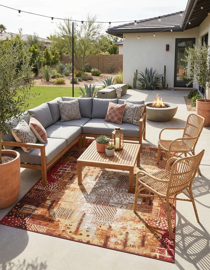 8' x 11' 4 Easy-Clean Modern Indoor / Outdoor...