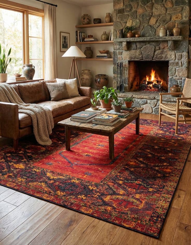 Detail image of  10' x 13'  Washable Tribal Indoor / Outdoor Rug