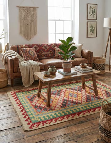 3' 2 x 5' 9 Hand Woven Kilim Maymana Wool Rug