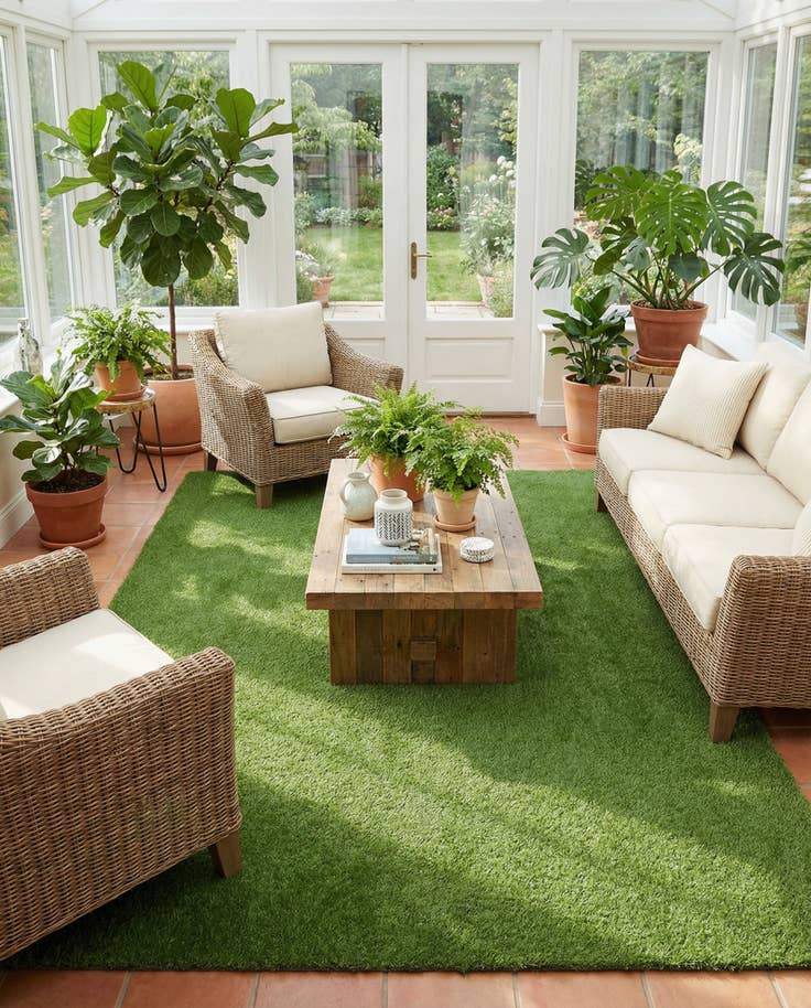 Detail image of 10' x 14' Easy-Clean Grass Indoor / Outdoor Rug