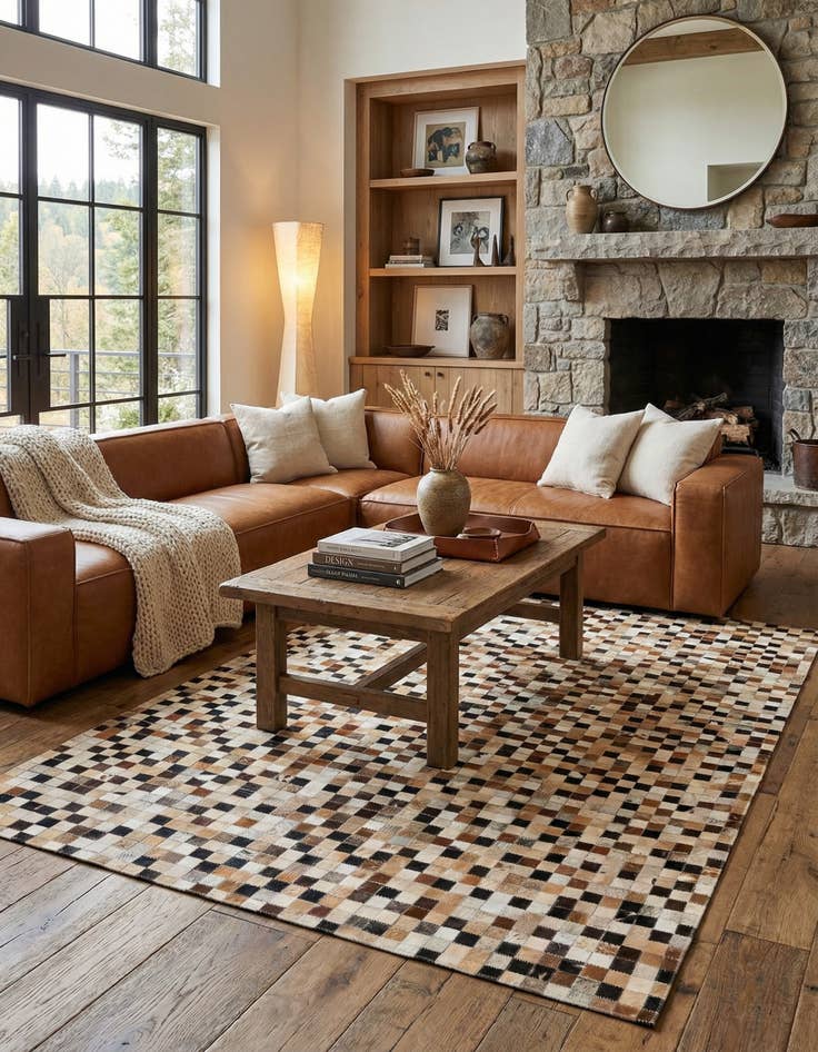 Detail image of  5' x 8' Cowhide Leather Rug