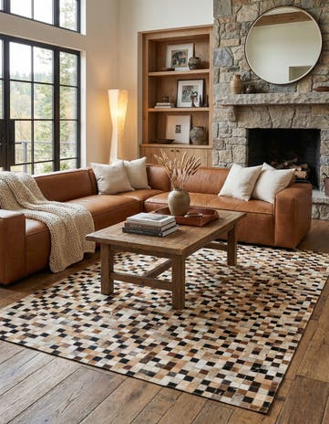 5' x 8' Cowhide Leather Rug