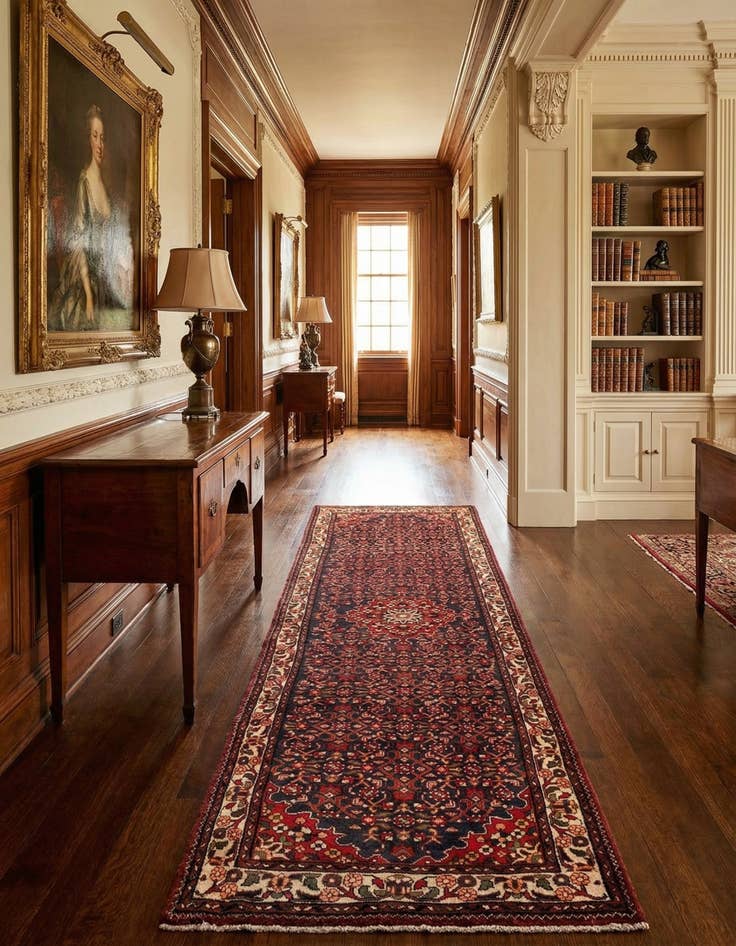 Detail image of 3' 8 x 10' 10 Hamedan Wool Runner Rug